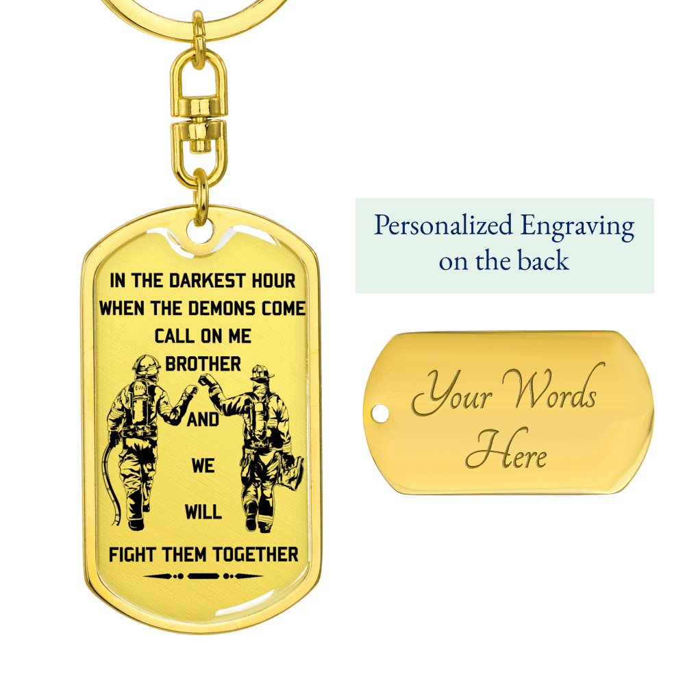 firefighter - call on me brother 2 - english - graphic dog tag with swivel keychain