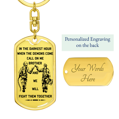 Firefighter - Call On Me Brother 2 - English - Graphic Dog Tag with Swivel Keychain