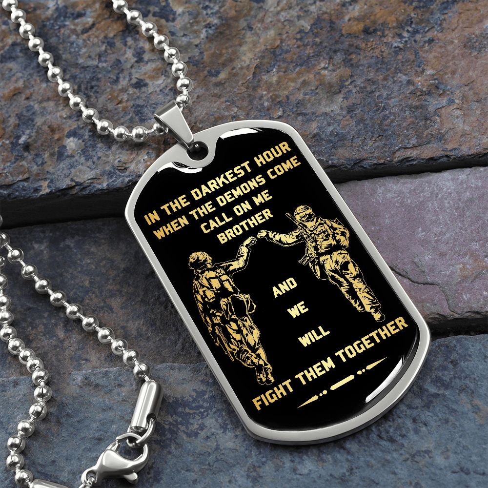 call on me brother dog tag soldier 18k gold