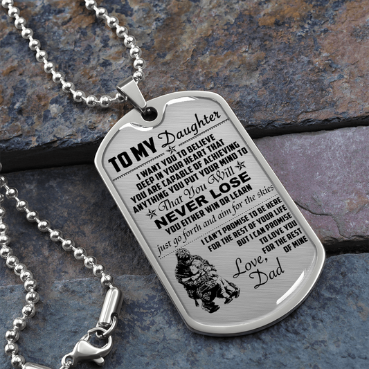 Soldier - Dad To Daughter - Never Lose - Army - English - Luxury Dog Tag - Military Ball Chain