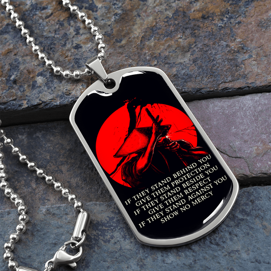 Samurai - IF - Show No Mercy - Black - Luxury Dog Tag - Military Ball Chain
