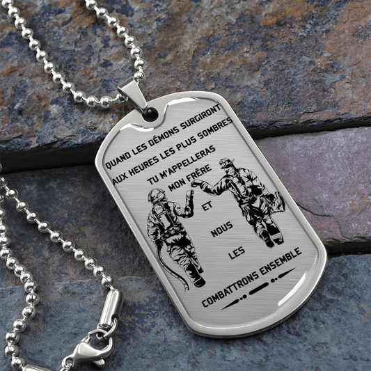 Firefighter - Call On Me Brother 2 - French - Luxury Dog Tag - Military Ball Chain