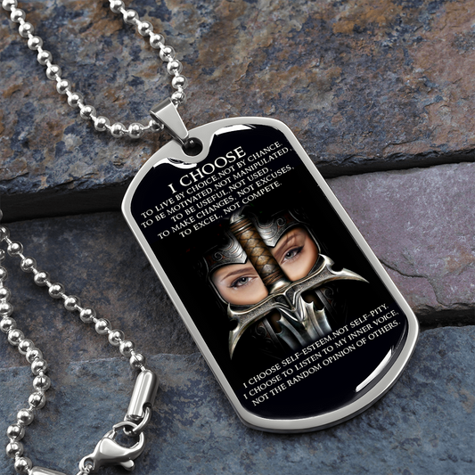 Knight Templar - I Choose - English - Black - Luxury Dog Tag - Military Ball Chain