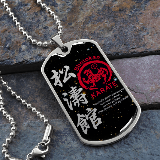 Karate - The Ultimate Aim Of Karate Does Not Lie In Victory Or Defeat - Shotokan Karate - Galaxy - Luxury Dog Tag - Military Ball Chain
