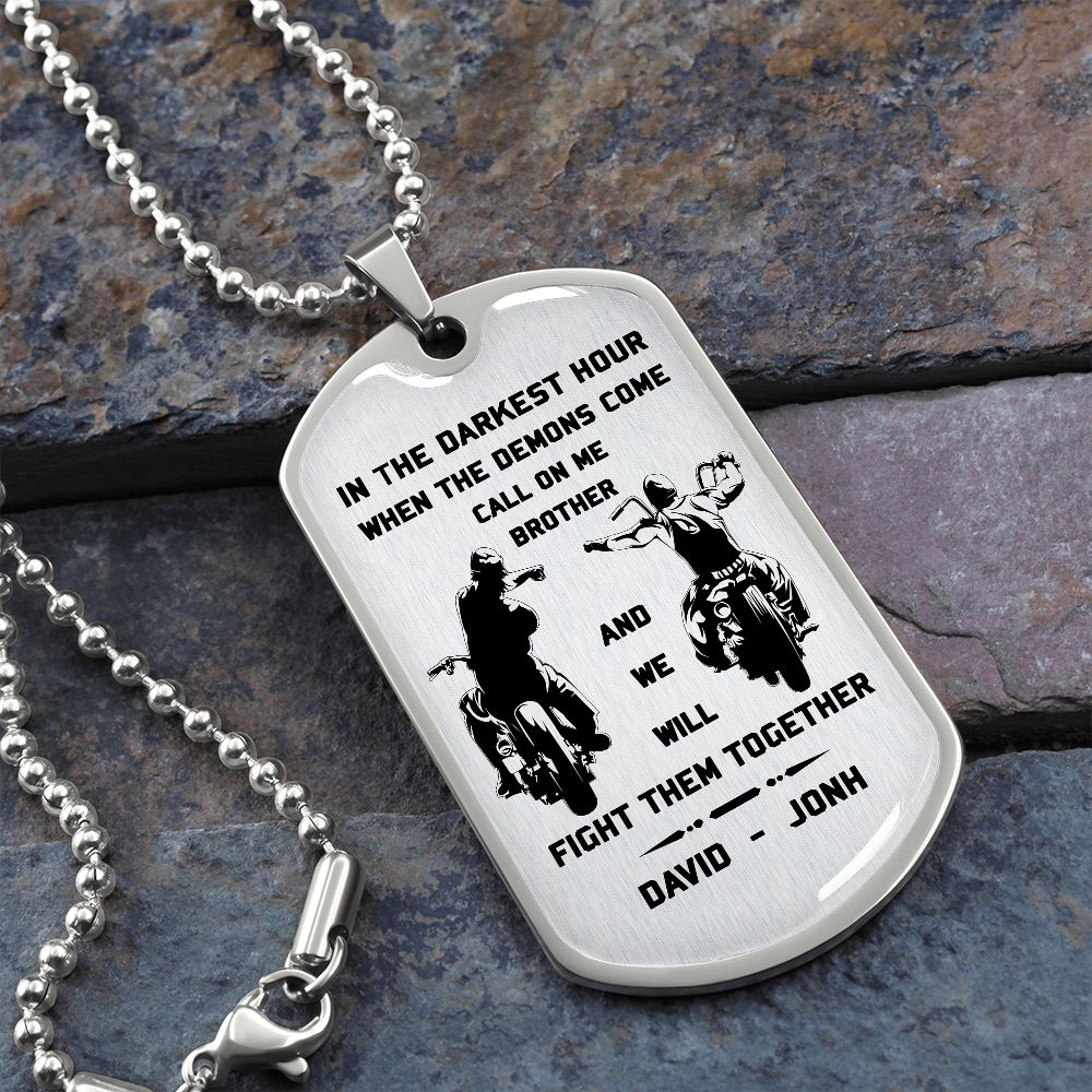 sd call on me brother engraved dog tag 18k gold all style