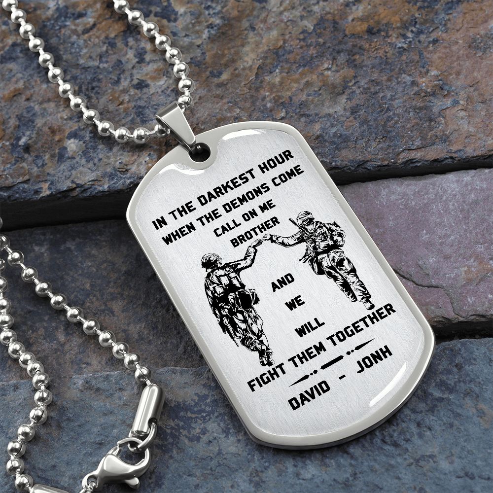 sd call on me brother engraved dog tag 18k gold all style