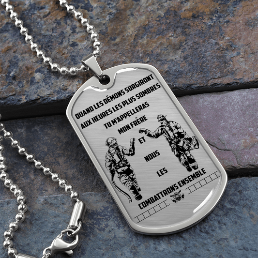 Firefighter - Call On Me Brother - French - Luxury Dog Tag - Military Ball Chain