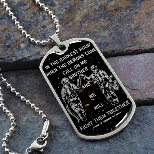 Firefighter - Call On Me Brother - English - Galaxy - Luxury Dog Tag - Military Ball Chain