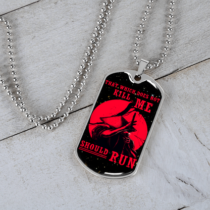 Samurai - That Which Does Not Kill Me - Should Run - Galaxy - Luxury Dog Tag - Military Ball Chain
