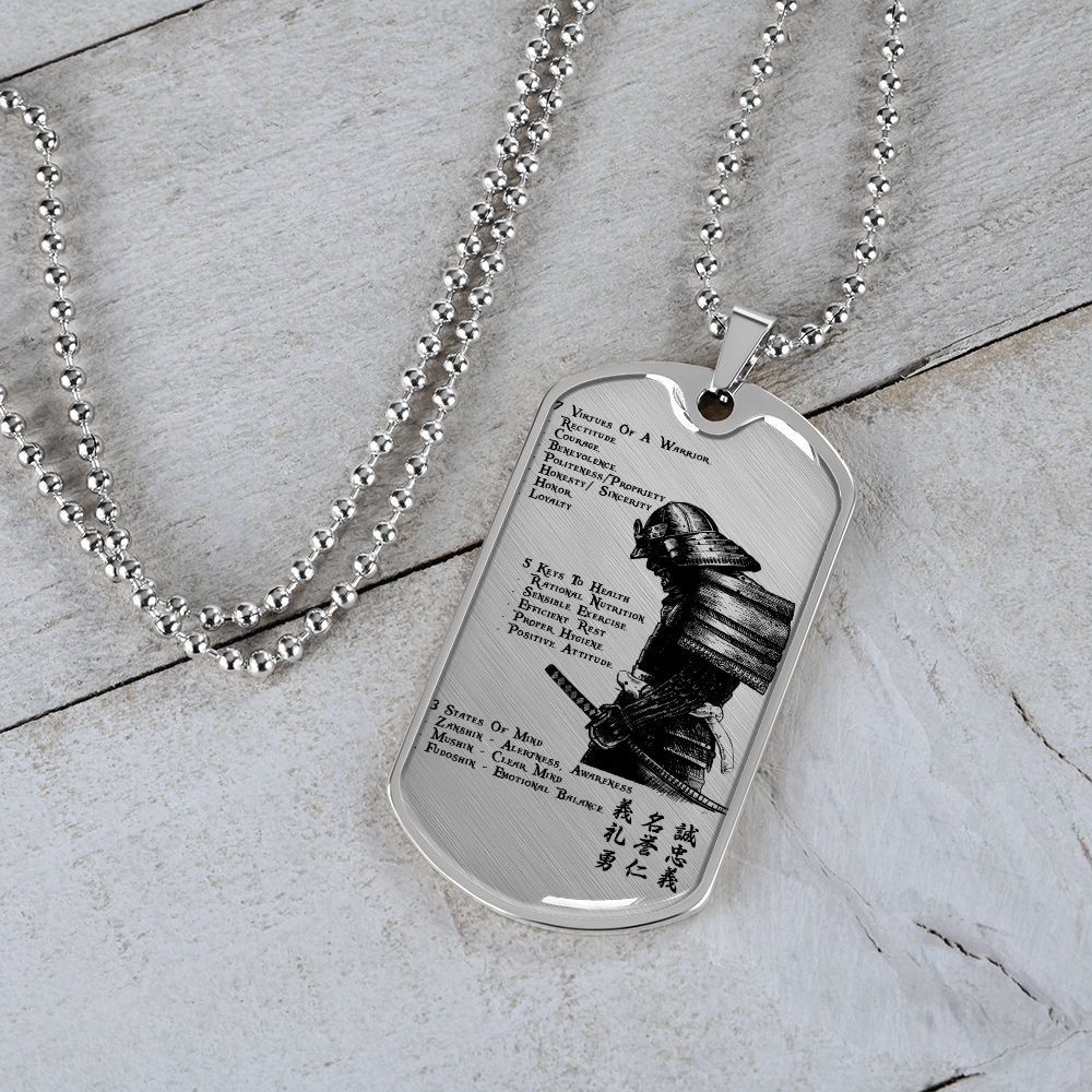 Samurai - 7 5 3 CODE - English - Luxury Dog Tag - Military Ball Chain