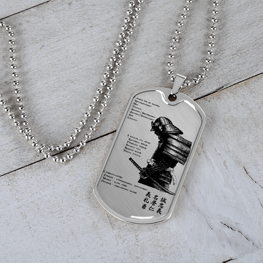 Samurai - 7 5 3 CODE - Swedish - Luxury Dog Tag - Military Ball Chain