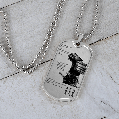 Samurai - 7 5 3 CODE - Swedish - Luxury Dog Tag - Military Ball Chain
