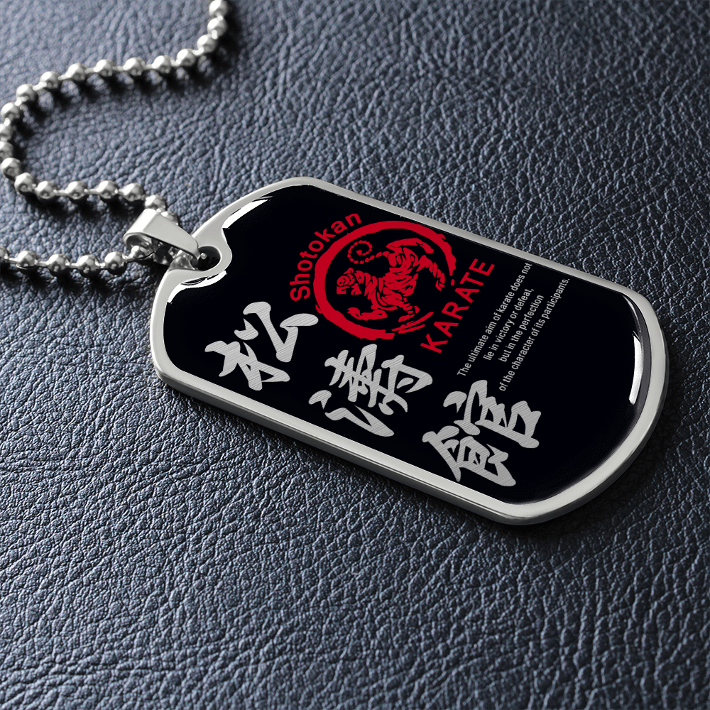 Karate - The Ultimate Aim Of Karate Does Not Lie In Victory Or Defeat - Shotokan Karate - Black - Luxury Dog Tag - Military Ball Chain
