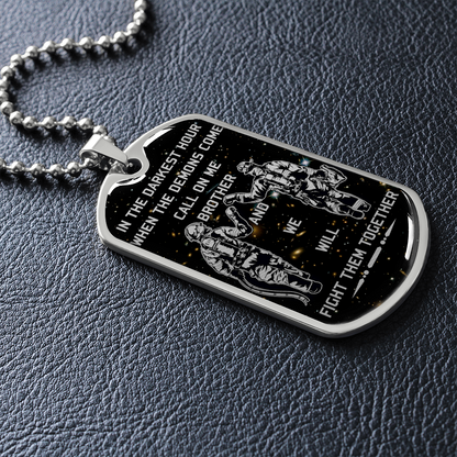 Firefighter - Call On Me Brother - English - Galaxy - Luxury Dog Tag - Military Ball Chain