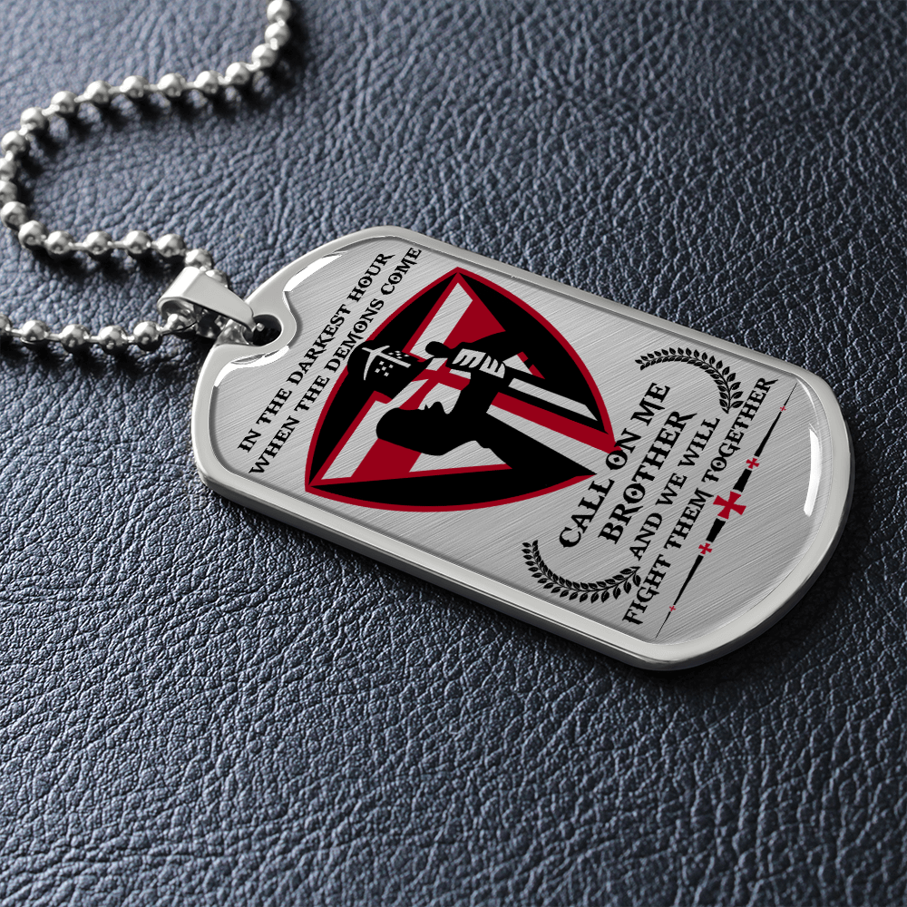 Knight Templar - Call On Me Brother 2 - English - Luxury Dog Tag - Military Ball Chain