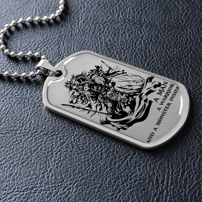 Warrior - Spartan - A Man A Warrior And A Monster Inside - Luxury Dog Tag - Military Ball Chain