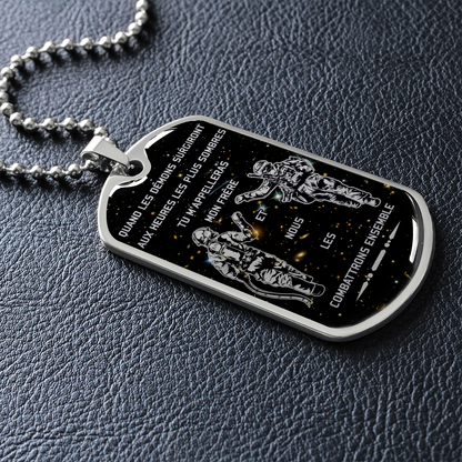 Soldier + Firefighter - Call On Me Brother - Galaxy - French - Luxury Dog Tag - Military Ball Chain