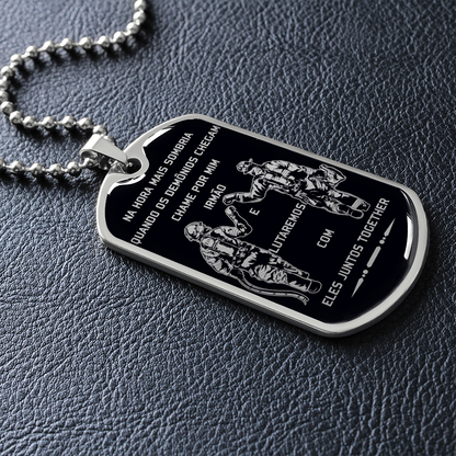 Firefighter - Call On Me Brother - Portugal - Black - Luxury Dog Tag - Military Ball Chain