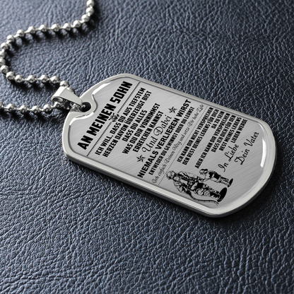 Firefighter - Dad To Son - Never Lose - German - Luxury Dog Tag - Military Ball Chain