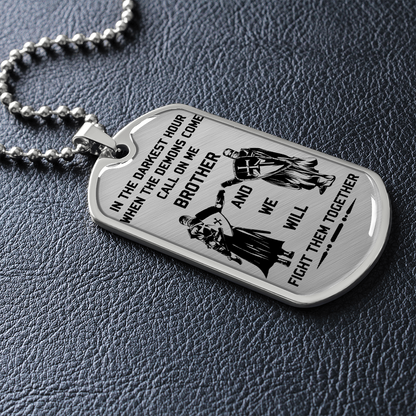 Knight Templar - Call On Me Brother - English - Luxury Dog Tag - Military Ball Chain
