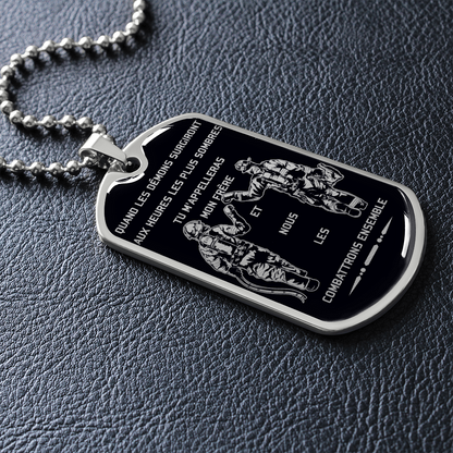 Firefighter - Call On Me Brother - French - Black - Luxury Dog Tag - Military Ball Chain