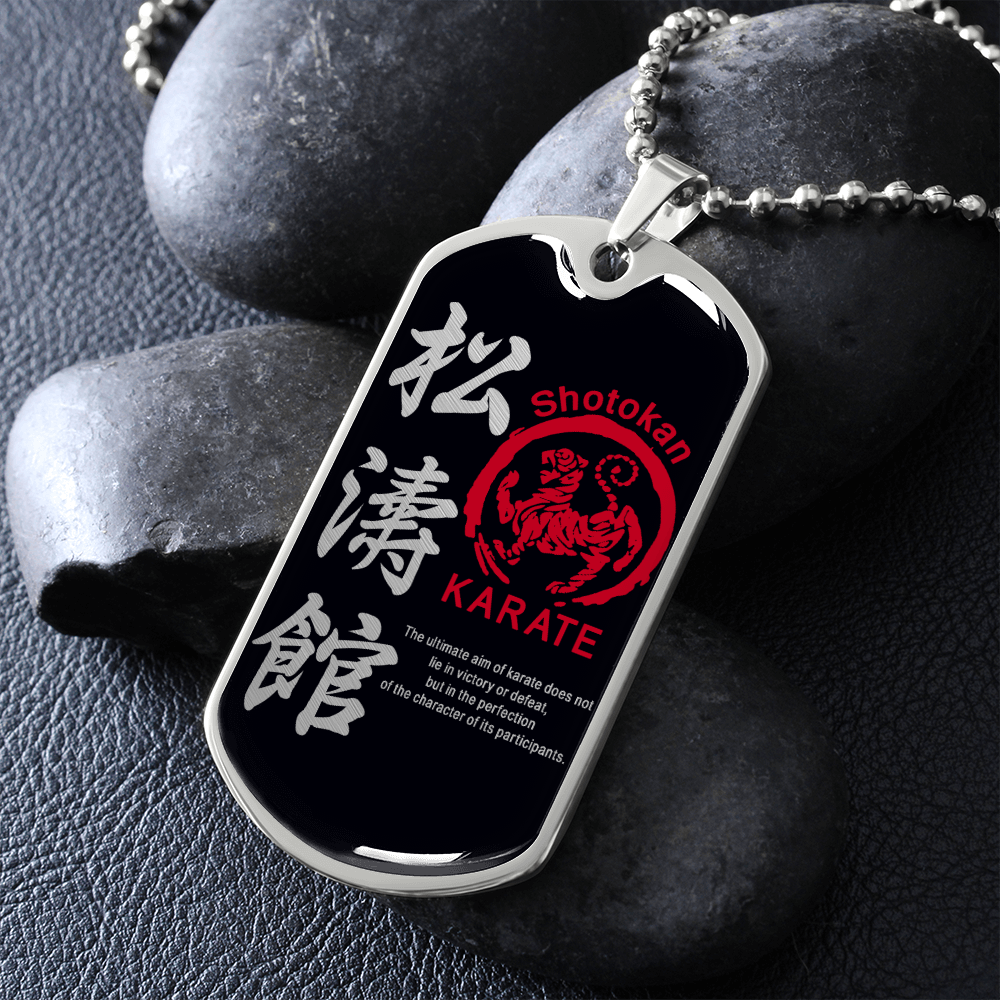 Karate - The Ultimate Aim Of Karate Does Not Lie In Victory Or Defeat - Shotokan Karate - Black - Luxury Dog Tag - Military Ball Chain