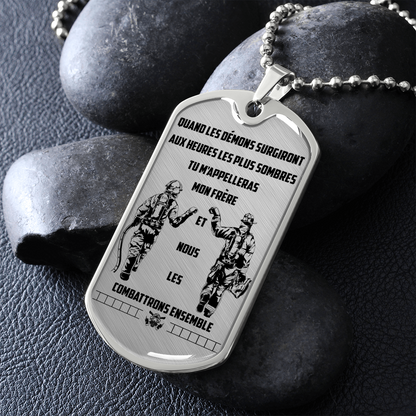 Firefighter - Call On Me Brother - French - Luxury Dog Tag - Military Ball Chain