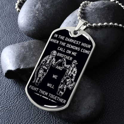 Firefighter - Call On Me Brother - English - Black - Luxury Dog Tag - Military Ball Chain