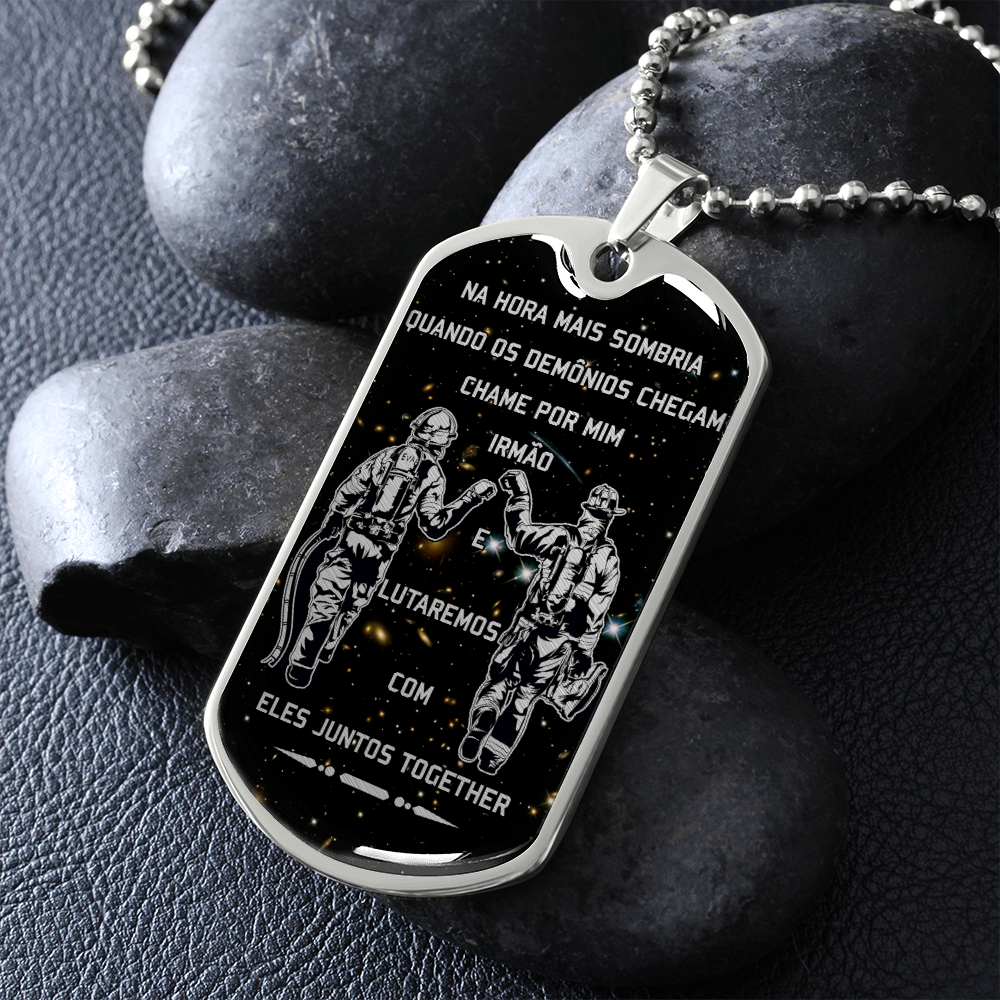 Firefighter - Call On Me Brother - Portugal - Galaxy - Luxury Dog Tag - Military Ball Chain