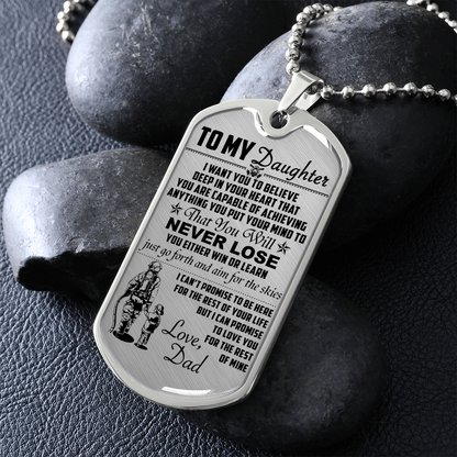 Firefighter - Dad To Daughter - Never Lose - English - Luxury Dog Tag - Military Ball Chain
