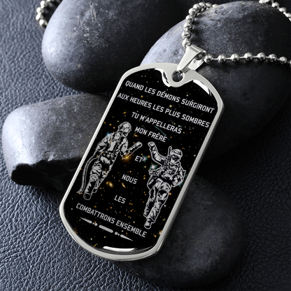 Soldier + Firefighter - Call On Me Brother - Galaxy - French - Luxury Dog Tag - Military Ball Chain
