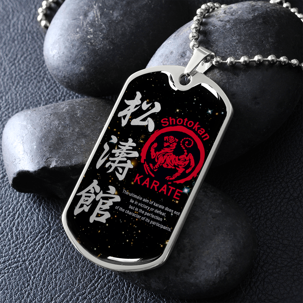 Karate - The Ultimate Aim Of Karate Does Not Lie In Victory Or Defeat - Shotokan Karate - Galaxy - Luxury Dog Tag - Military Ball Chain