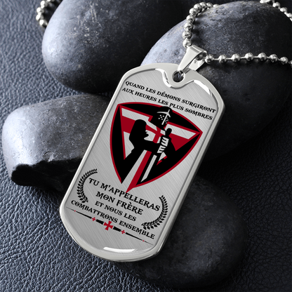 Knight Templar - Call On Me Brother 2 - French - Luxury Dog Tag - Military Ball Chain