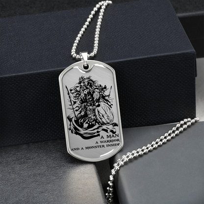 Warrior - Spartan - A Man A Warrior And A Monster Inside - Luxury Dog Tag - Military Ball Chain