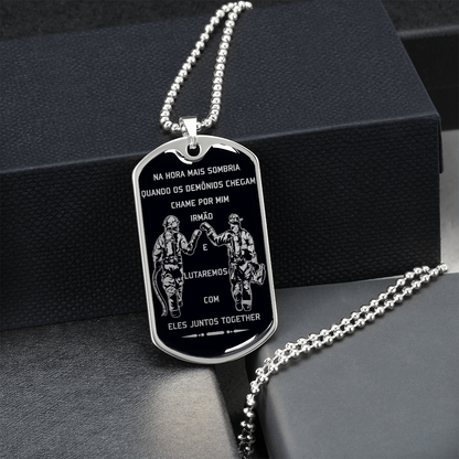 Firefighter - Call On Me Brother - Portugal - Black - Luxury Dog Tag - Military Ball Chain