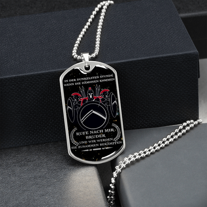 Warrior - Spartan - Call On Me Brother - German - Galaxy - Luxury Dog Tag - Military Ball Chain