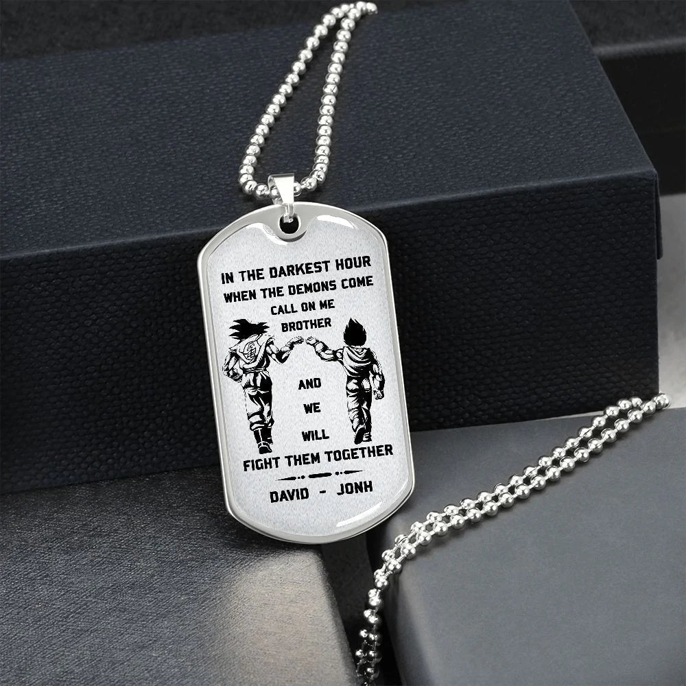 br9 call on me brother - dragon ball goku vegeta - soldier - engraved dog tag 18k gold all style