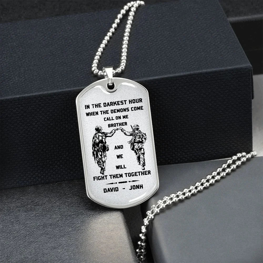 sd call on me brother engraved dog tag 18k gold all style