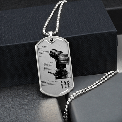 Samurai - 7 5 3 CODE - Swedish - Luxury Dog Tag - Military Ball Chain
