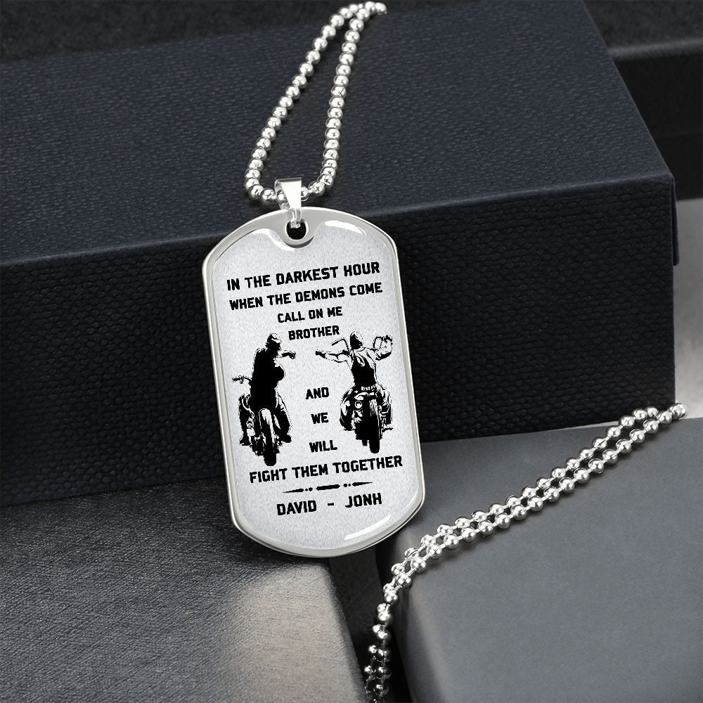 sd call on me brother engraved dog tag 18k gold all style