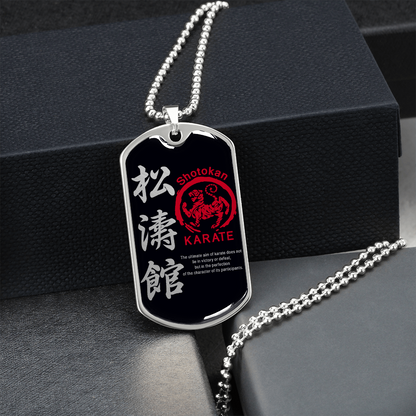 Karate - The Ultimate Aim Of Karate Does Not Lie In Victory Or Defeat - Shotokan Karate - Black - Luxury Dog Tag - Military Ball Chain