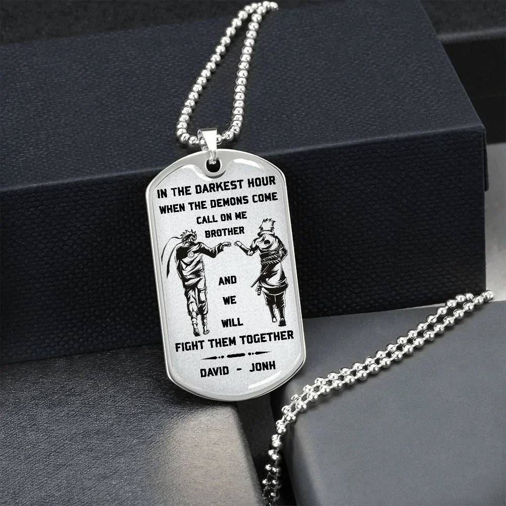 sd call on me brother engraved dog tag 18k gold all style