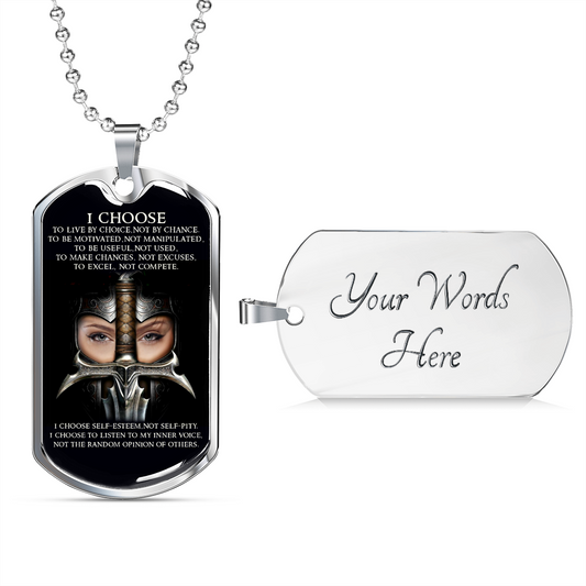 Knight Templar - I Choose - English - Black - Luxury Dog Tag - Military Ball Chain