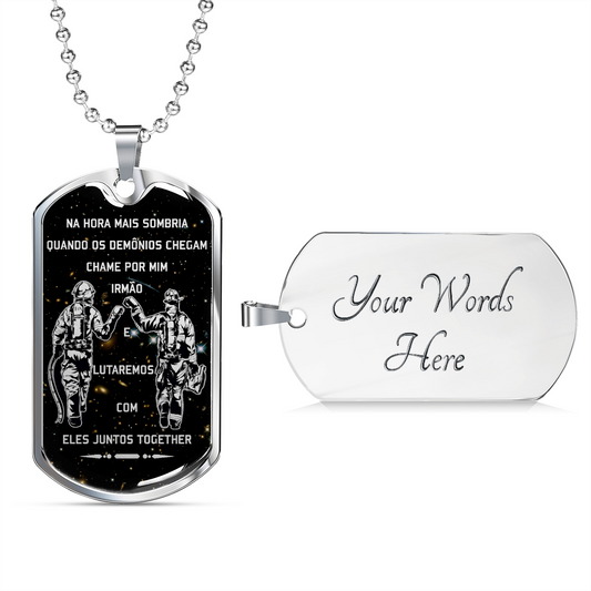 Firefighter - Call On Me Brother - Portugal - Galaxy - Luxury Dog Tag - Military Ball Chain