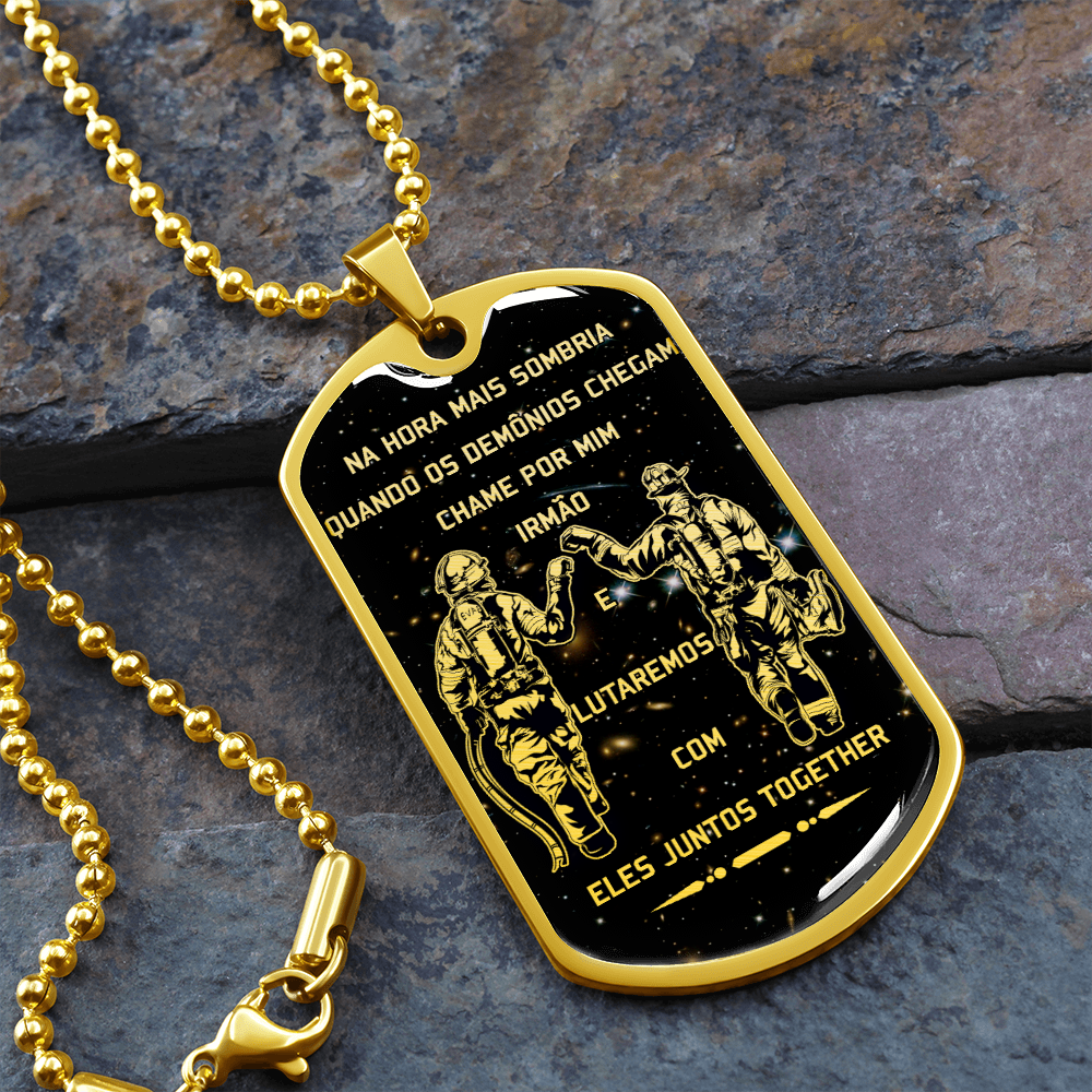 Firefighter - Call On Me Brother - Portugal - Galaxy - Luxury Dog Tag - Military Ball Chain