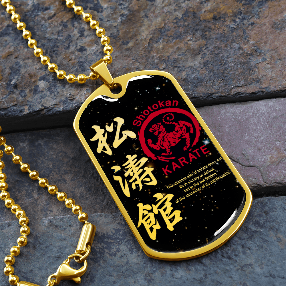 Karate - The Ultimate Aim Of Karate Does Not Lie In Victory Or Defeat - Shotokan Karate - Galaxy - Luxury Dog Tag - Military Ball Chain