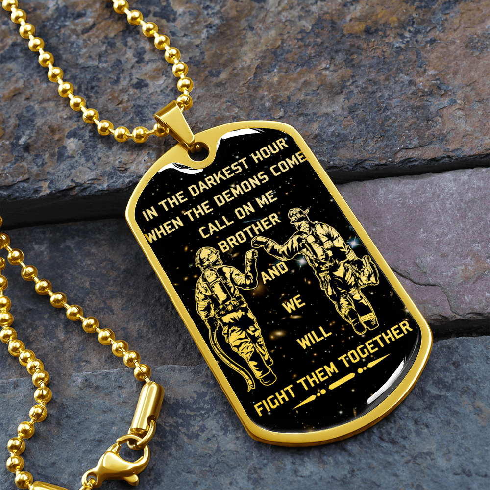 Firefighter - Call On Me Brother - English - Galaxy - Luxury Dog Tag - Military Ball Chain