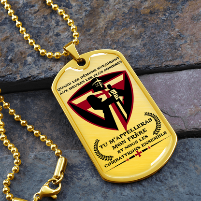 Knight Templar - Call On Me Brother 2 - French - Luxury Dog Tag - Military Ball Chain