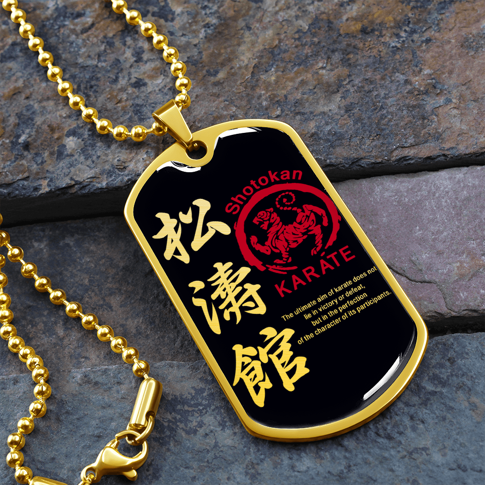 Karate - The Ultimate Aim Of Karate Does Not Lie In Victory Or Defeat - Shotokan Karate - Black - Luxury Dog Tag - Military Ball Chain
