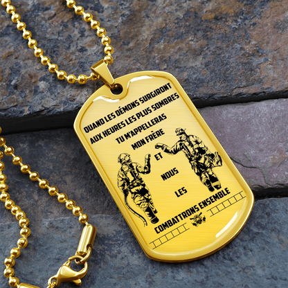 Firefighter - Call On Me Brother - French - Luxury Dog Tag - Military Ball Chain